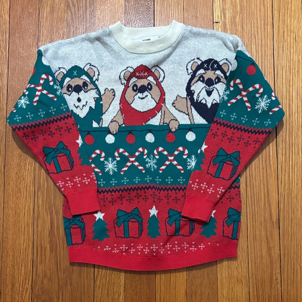 Star Wars Festive Red and Cotton Green Sweater with Bear Design